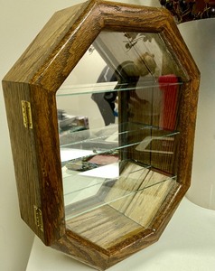 lot 112 image: Home Decor- Frames, Wood Display Cabinet & Faux Flowers