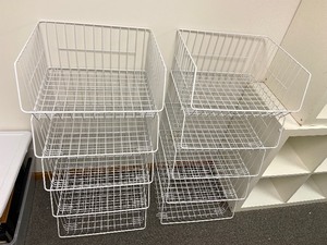 lot 115 image: Pair of White Wire Stackable Storage