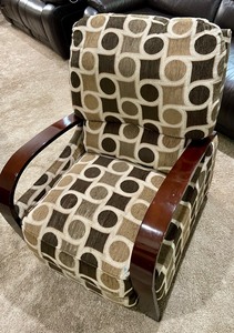 lot 126 image: Fun Patterned Reclining Arm Chair - Brown, Taupe, Beige