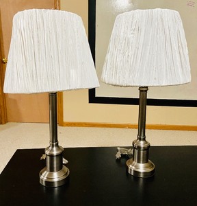 lot 167 image: Pair White Ikea Hemsta Table Lamps
