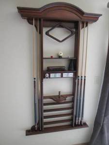 lot 2 image: Pool Queue Rack, With Supplies & Mo...