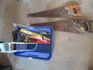 lot 150 image: Shopping Basket With Hand Saws...