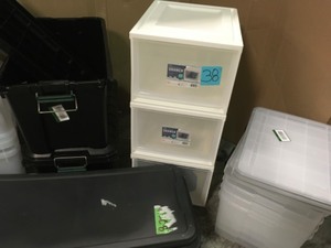 Assorted storage bins file and clothing plastic containers See pics