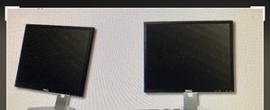 2 DELL MONITORS MODEL-1908FPC  CN-0UW042 WITH STANDS BUT NO POWER CABLES OR ANY CABLES OF ANYKIND SEE PICS