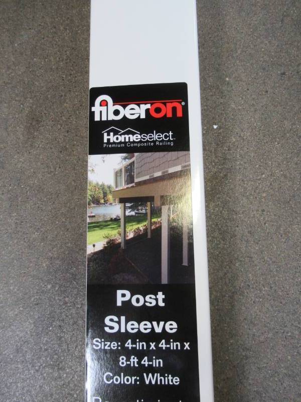 lot 178 image: (1 Sleeve) Fiberon 4-in X 4-in X 100-in HomeSelect White Composite Deck Post Sleeve, POST SLV COMP 100 WH - NEW