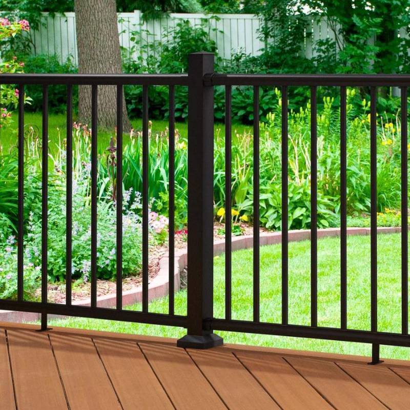 lot 366 image: (4-Pack) Fiberon Elements Railing Black Aluminum Post Mount Hardware, AL POST HARDWARE KIT - NEW