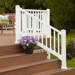 lot 49 image: 1 (Case of 4) Fiberon (Actual 3.5-in x 4-in x 6-ft) Deluxe 2-Pack White Composite Stair Deck Handrail RL PK 72IN DEL ST WH - NEW