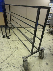lot 415 image: RACING GO-KART WHEEL RACK CART, WITH PNEUMATIC TIRES