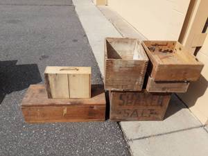 Lot Of Assorted Primitive Wood Boxes & Crates