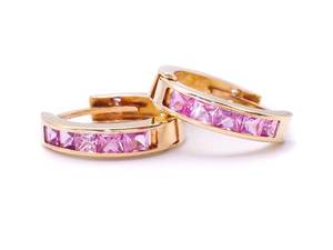 Pretty in Pink Sapphire Estate Huggie Earrings in 14k Yellow Gold $2999 Retail