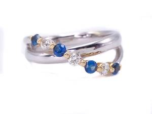 Upscale Natural Sapphire and Diamond Alternating Crossover Estate Ring in 14k Two-Tone Gold $2999 Retail