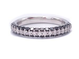 High End Black and White Diamond Estate Ring  Band in 14k White Gold $2000 Retail