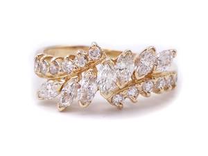 1.25 Carat Anniversary Marquise Diamond Estate Ring in 14k Yellow Gold $3705 Retail