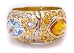 Fancy Designer Topaz and Citrine Estate Ring in 14k Yellow Gold $2500 Retail