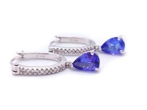 Tanzanite and Diamond Estate Dangle Earrings in 14k White Gold $2275 Retail