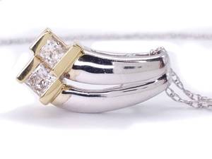 Contemporary Designer Diamond Estate Necklace in Two-Tone Gold $1150 Retail