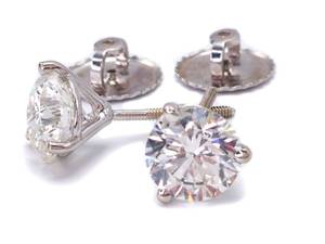 3.00 Carat Diamond Martini Stud Screwback Earrings in 14k White Gold $33,750 Appraisal