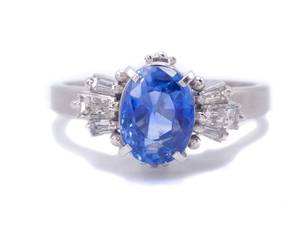 2.98 Carat Natural Sapphire and Diamond Estate Ring in Platinum $14,500 Appraisal