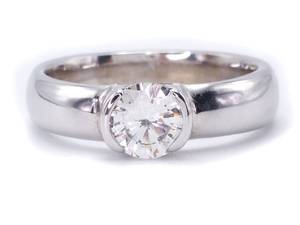 Tiffany &amp Co Styled .73 Carat Etoile Bezel Estate Ring in 14k White Gold $8,700 Appraisal