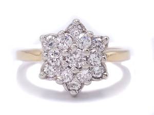 1 Carat Ladies Starburst Cluster Estate Ring in 14k Yellow Gold $3,450 Appraisal