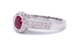 High Grade Radiant Red Ruby and Diamond Estate Ring in 14k White Gold $4,850 Appraisal