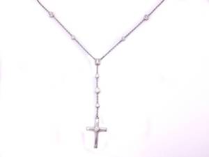 Fancy High Quality Designer 1.00 Carat Diamond Cross 26 Necklace in 14k White Gold $5,500 Appraisal