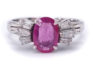 Brilliant Natural Ruby and .60 ctw Diamond Estate Ring in Platinum $16,800 Appraisal