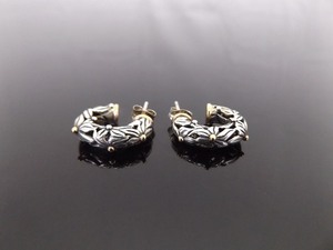lot 59 image: 14k Yellow Gold Accented .925 Sterling Silver Scrolled Post Earrings