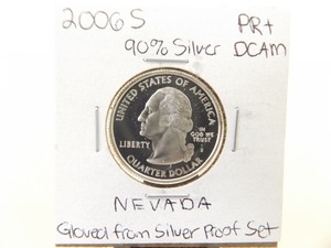 lot 71 image: 2006-S U.S. Mint 90% Silver Proof High Grade Nevada State Quarter