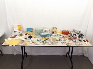 lot 82 image: Large Lot of Vintage etc. Sewing Supplies, Machine, etc.