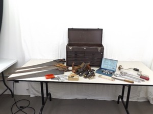 lot 22 image: Large Lot of Vintage and Antique Tools, Wood Planes, etc.