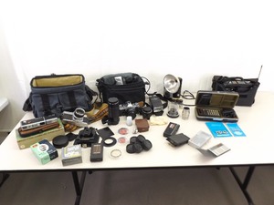lot 49 image: Large Lot of Misc Vintage 35mm etc. Film Cameras and Electronics