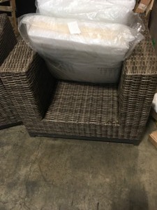 lot 9 image: ASSORTED PATIO FURNITURE SET WITH BARE CUSHIONS SEE PICS