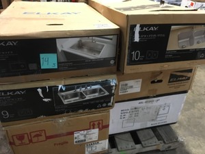 lot 14 image: ASSORTED PALLET WITH ELKAY & BLANCO SINKS SEE PICS