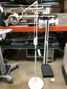 lot 47 image: Retails Used $250 DAZOR 794A Retro Industrial Chic Floating Adjustable Medical Exam Light PIXAR Style Floor Lamp Great For The Garage, A Mechanic Light or Crafters - Great Working Condition