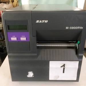 lot 61 image: SATO M-5900RVe Industrial Direct Thermal Label Printer w Dispenser Rewinder LAN