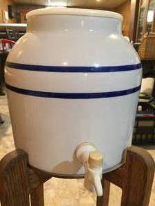 lot 62 image: Bottled Water Crock Jug Dispenser And Stand