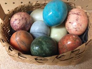 lot 101 image: Basket Of Marble Eggs