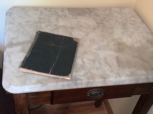 lot 11 image: Petite  Antique Marble Top TableDesk and Chair