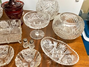 lot 93 image: Lot of Vintage Pressed Glass & More