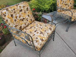 (3) Piece Vintage  Rod Iron Deck Set