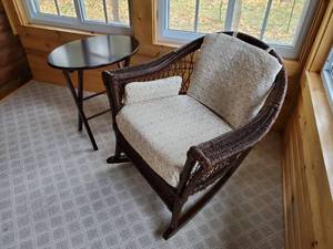 Wicker Rocker with Folding Side Table