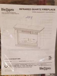 Life Pro Electric Inferred Quartz Fireplace with Remote