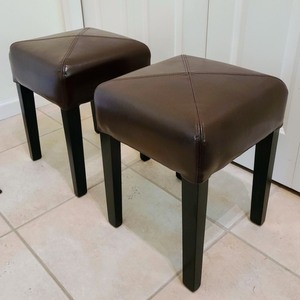 Pair Of Petite Leather Topped Stools