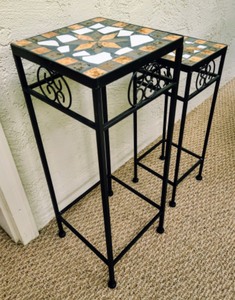 Pair of Mosaic Tile Plant Stands