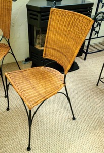 Glass Topped Table And Wicker Chair Set
