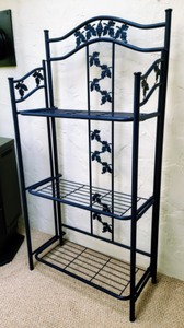 Three Tier Decorative Blue Metal Shelf