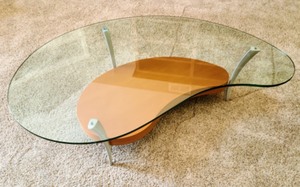 Contemporary Curved Glass Topped Table Set