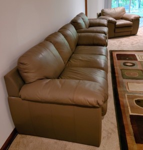 Three Piece Light Mocha Leather Living Room Set