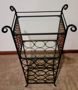 Black Metal Beaded Wine Rack